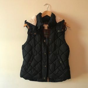 EUC H&M Hooded Navy Puffer Vest